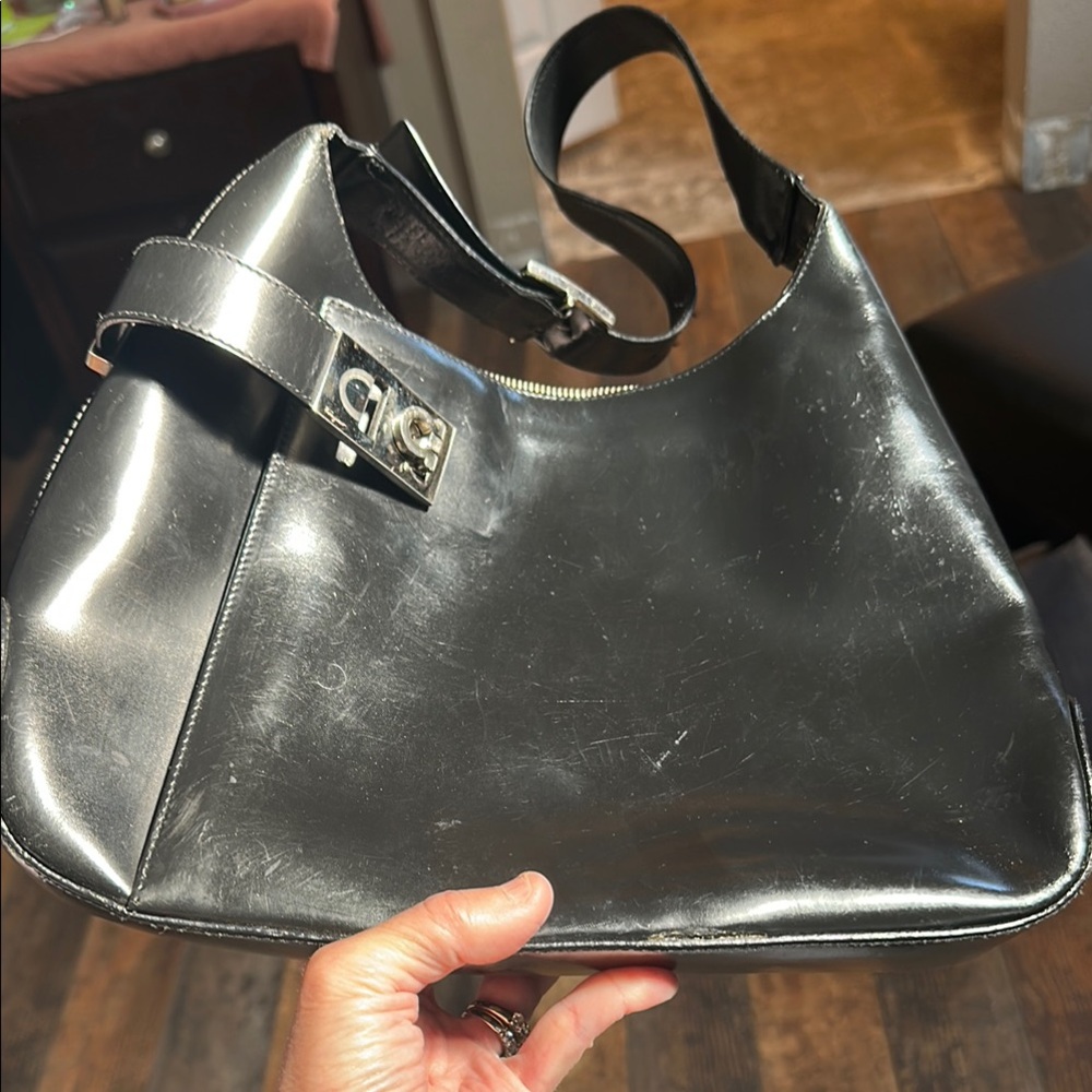 Salvatore Ferragamo Black Leather Shoulder Bag